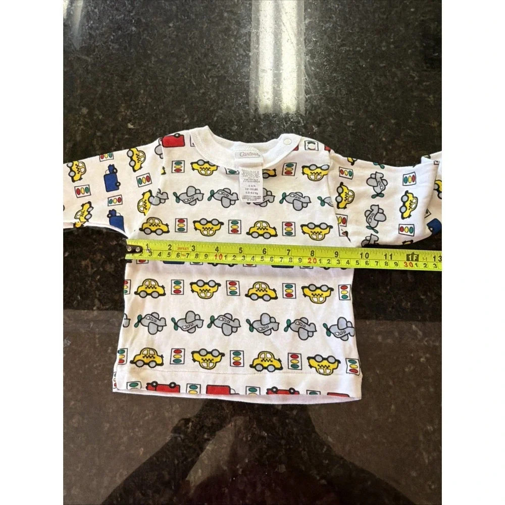 Vintage Carters Long Sleeve Shirt Cars Trucks Sz 3-6m Baby Infant Y2K 90s Baby